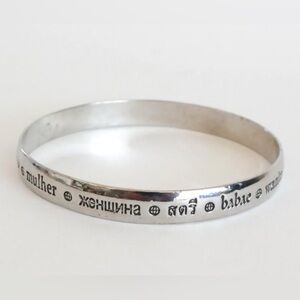 Silver plated bangle woman  femme girl power  Bracelet